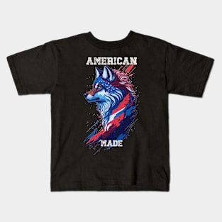 American Made Wolf 4th of July American Made Kids T-Shirt